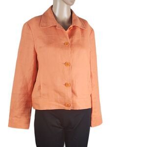 Talbots Orange Linen Blazer Jacket